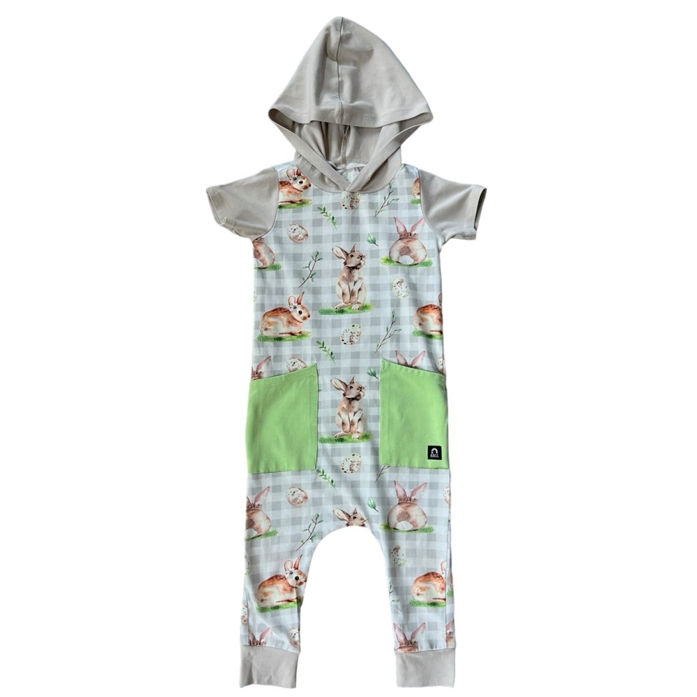 Rags Gingham Bunny Hooded Romper Size 2T